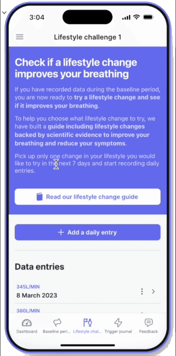 Lifestyle challenge: check if a lifestyle change improves your breathing
