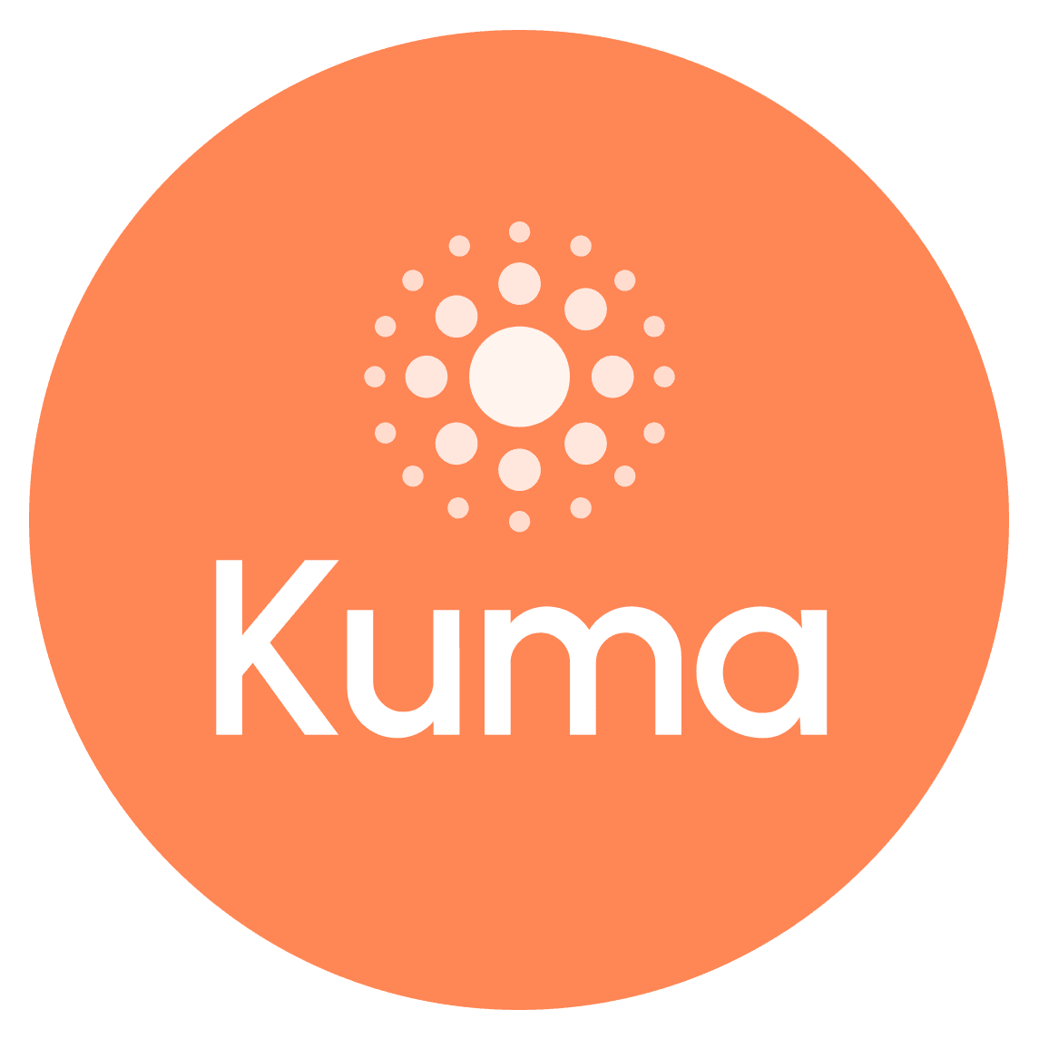 Kuma roundel logo on coral