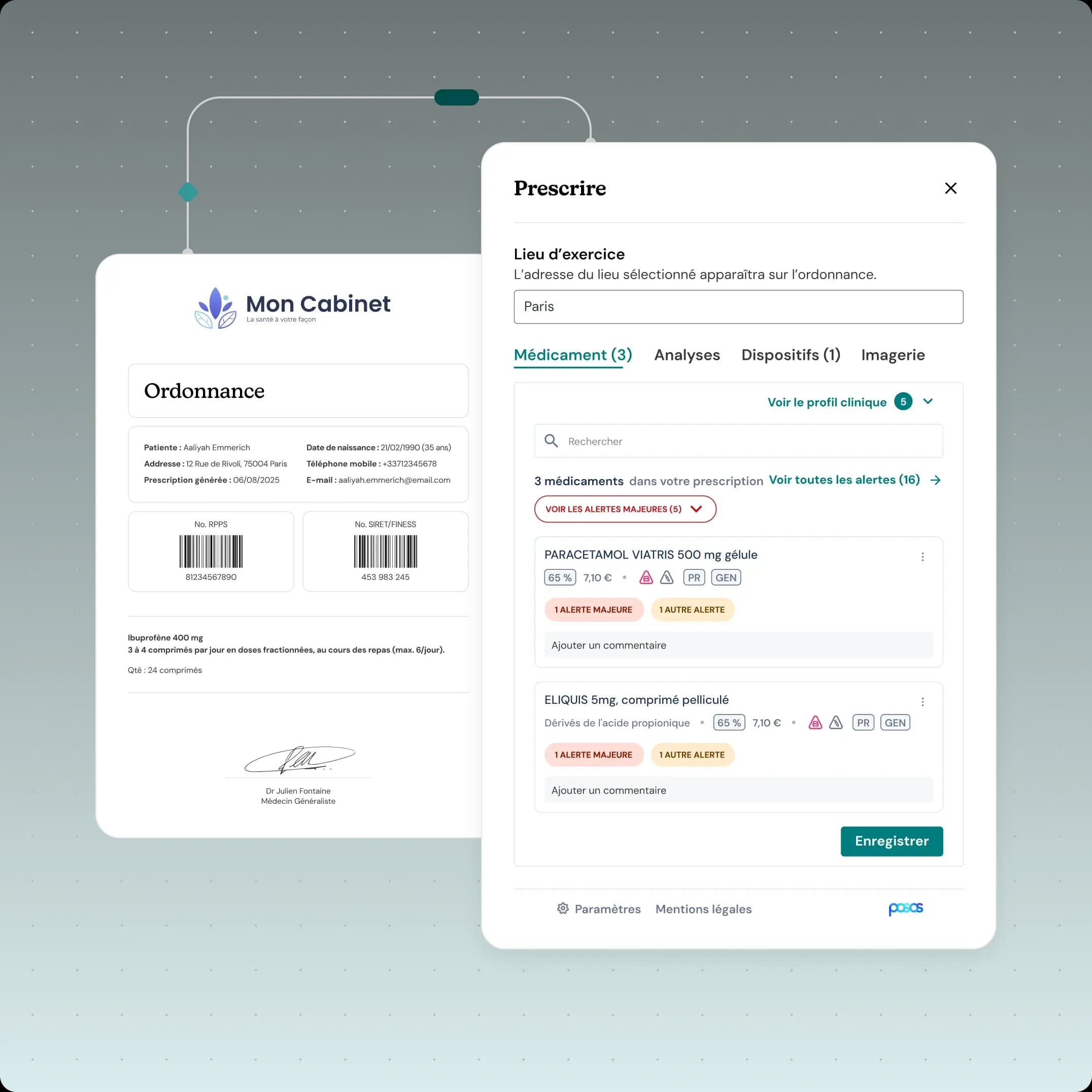 Ordonnance Numérique: e-prescribing with Posos safety checks